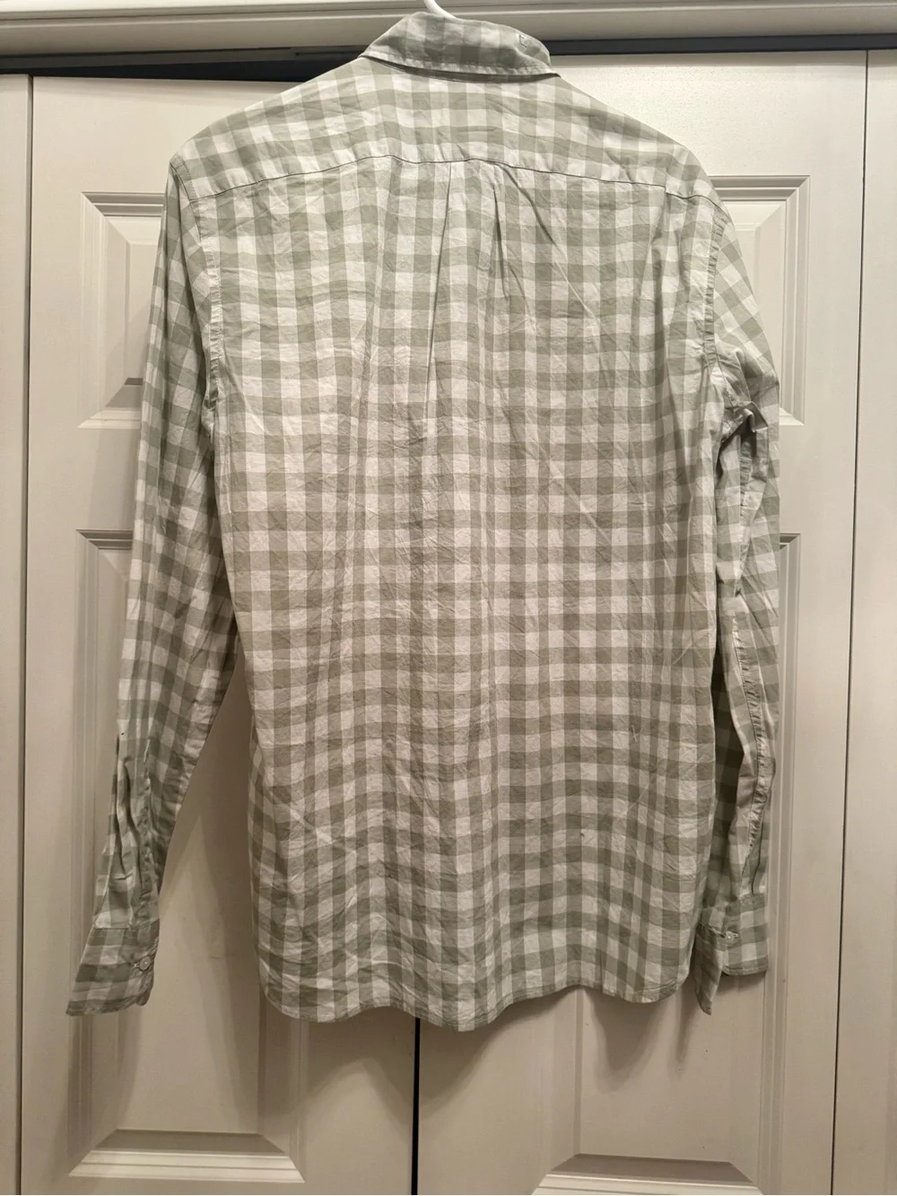 J Crew Men’s Slim Secret Wash Shirting Long Sleeve Button Up Shirt White Green L